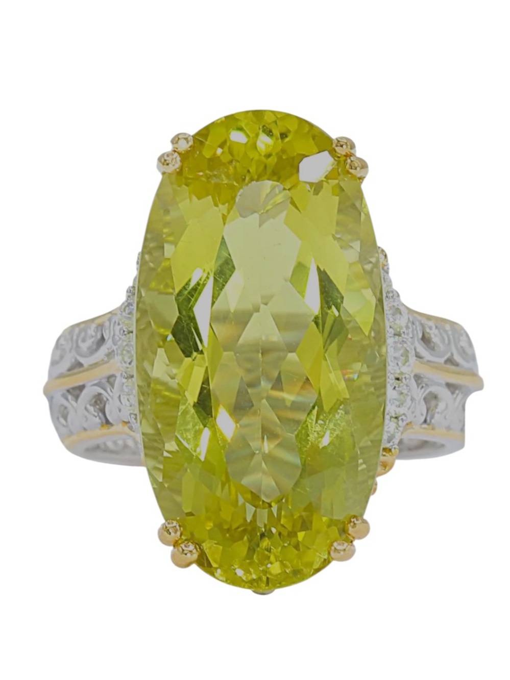 Gems en Vogue 14.34ct Ouro Verde White Zircon Ring Size 8